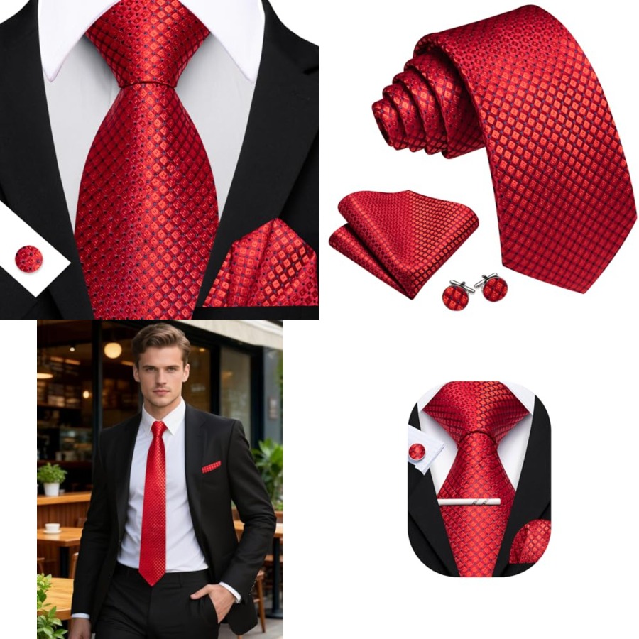 Mens Formal - Men Plaid/Striped Ties Set Silk Business