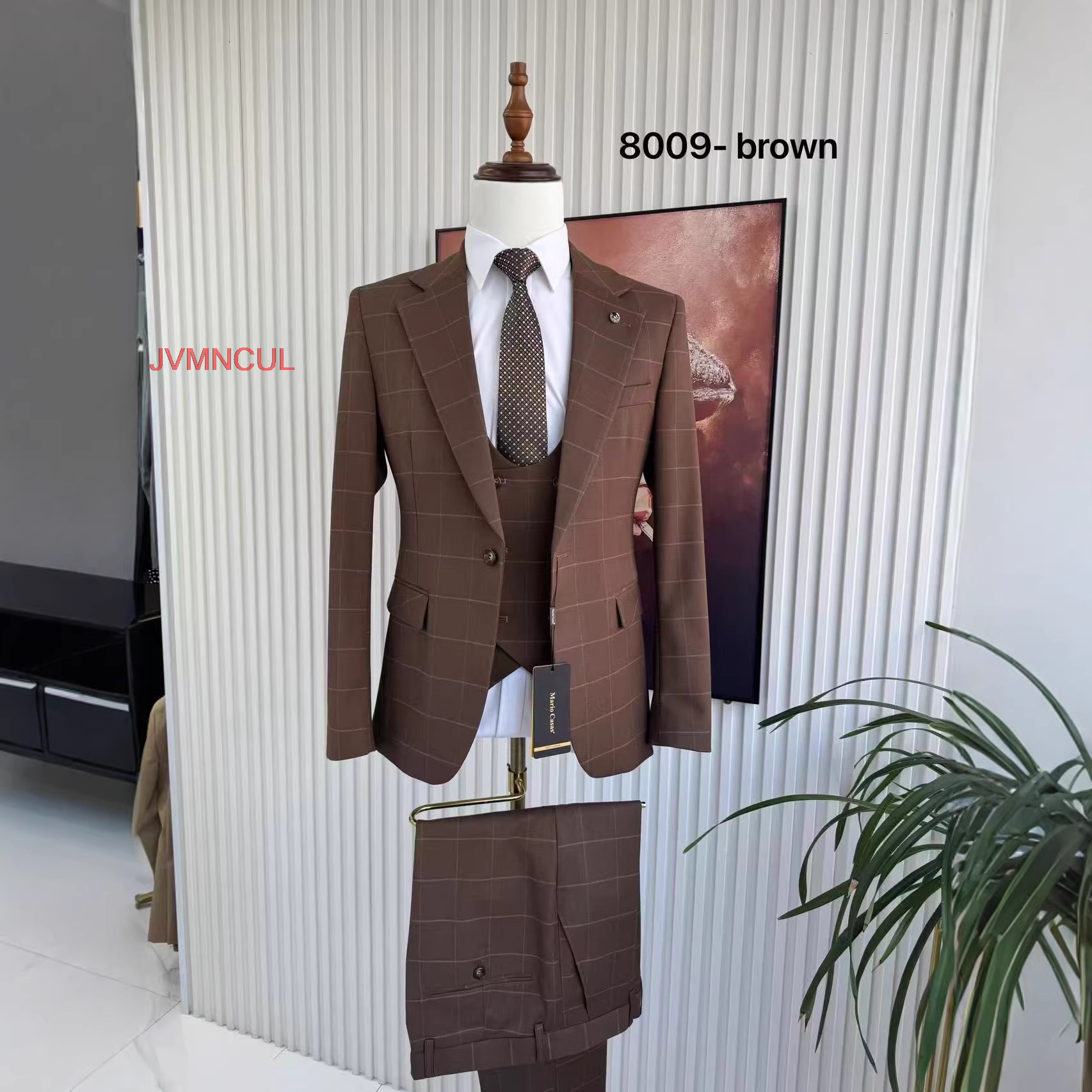 Men'S Formal Wear For Reception - 2026 Fashion Men's Checkered 3PCS Suit