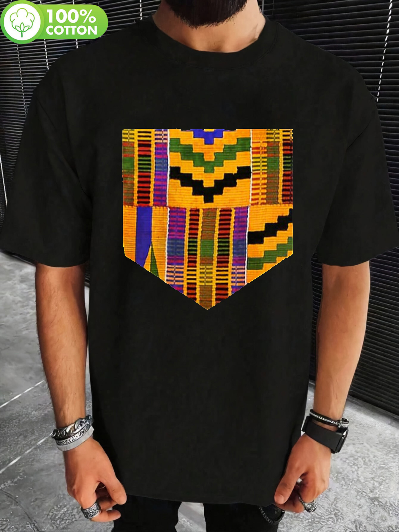 Men'S Formal Ethnic Wear - Men'S Kente Dashiki T-Shirt - Classic