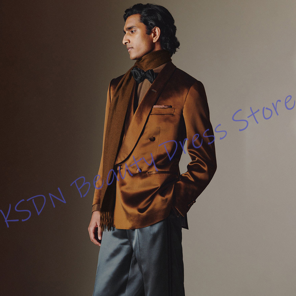 Men Formal Wear Brown - Elegant Men's Suits Double-Breasted Shawl Lapel