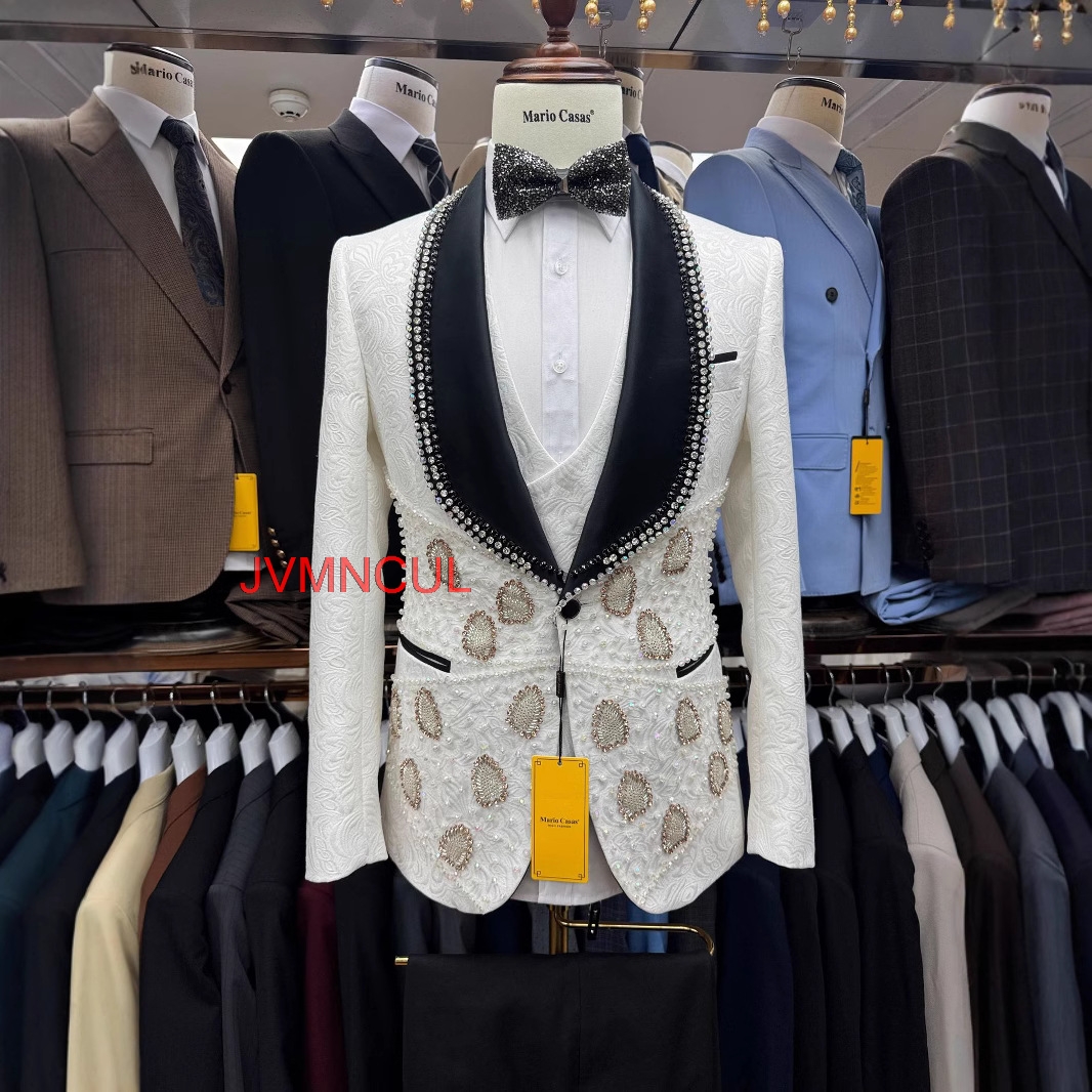 Men'S Formal Wear For Reception - Men's Premium Embroidered Suit Slim Fit