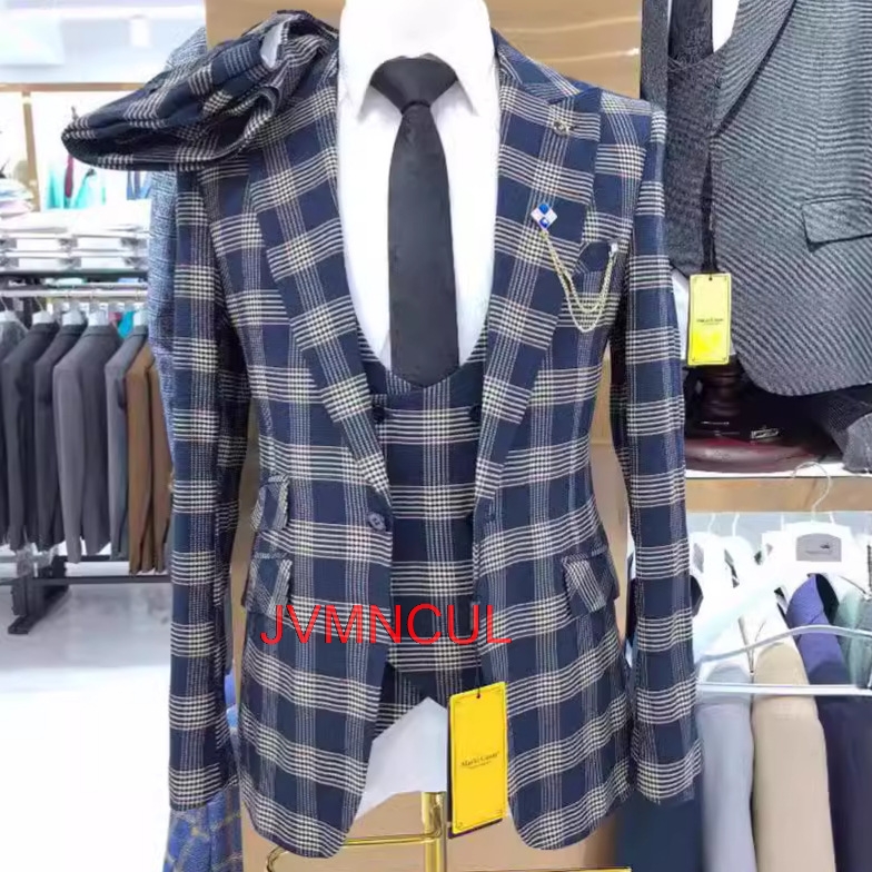 Men's Color Block 3 Piece Suit - Men'S Formal Wear For Reception avaliação e preço
