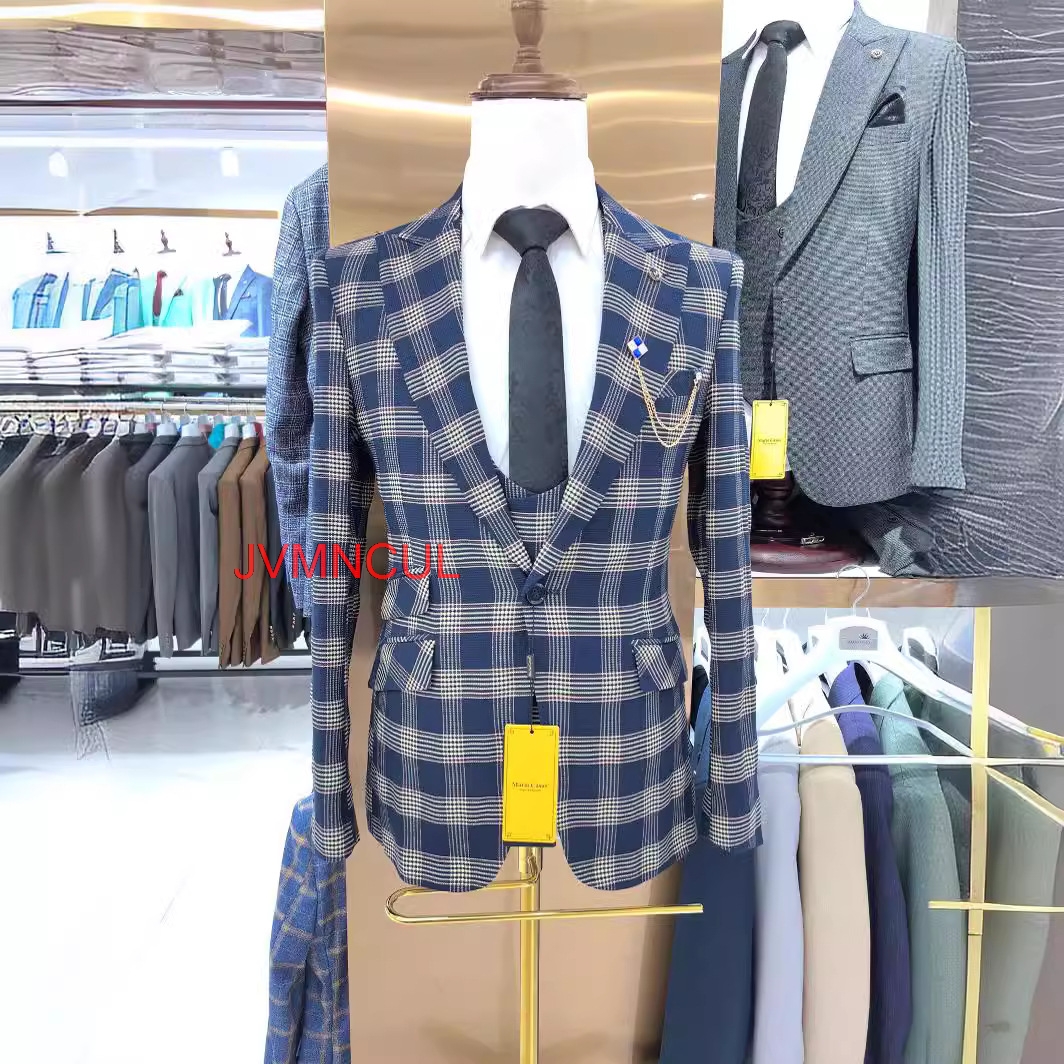 Men's Color Block 3 Piece Suit - Men'S Formal Wear For Reception avaliação e preço