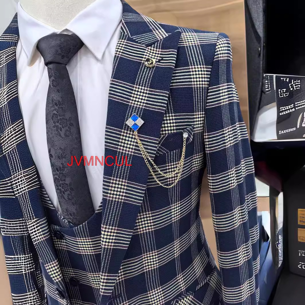 Men's Color Block 3 Piece Suit - Men'S Formal Wear For Reception avaliação e preço