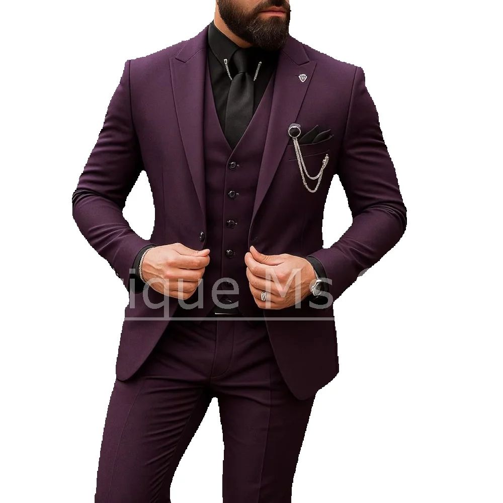 Men's 3 Piece Suit Single Brea - Men Formal Wear Outfits avaliação e preço