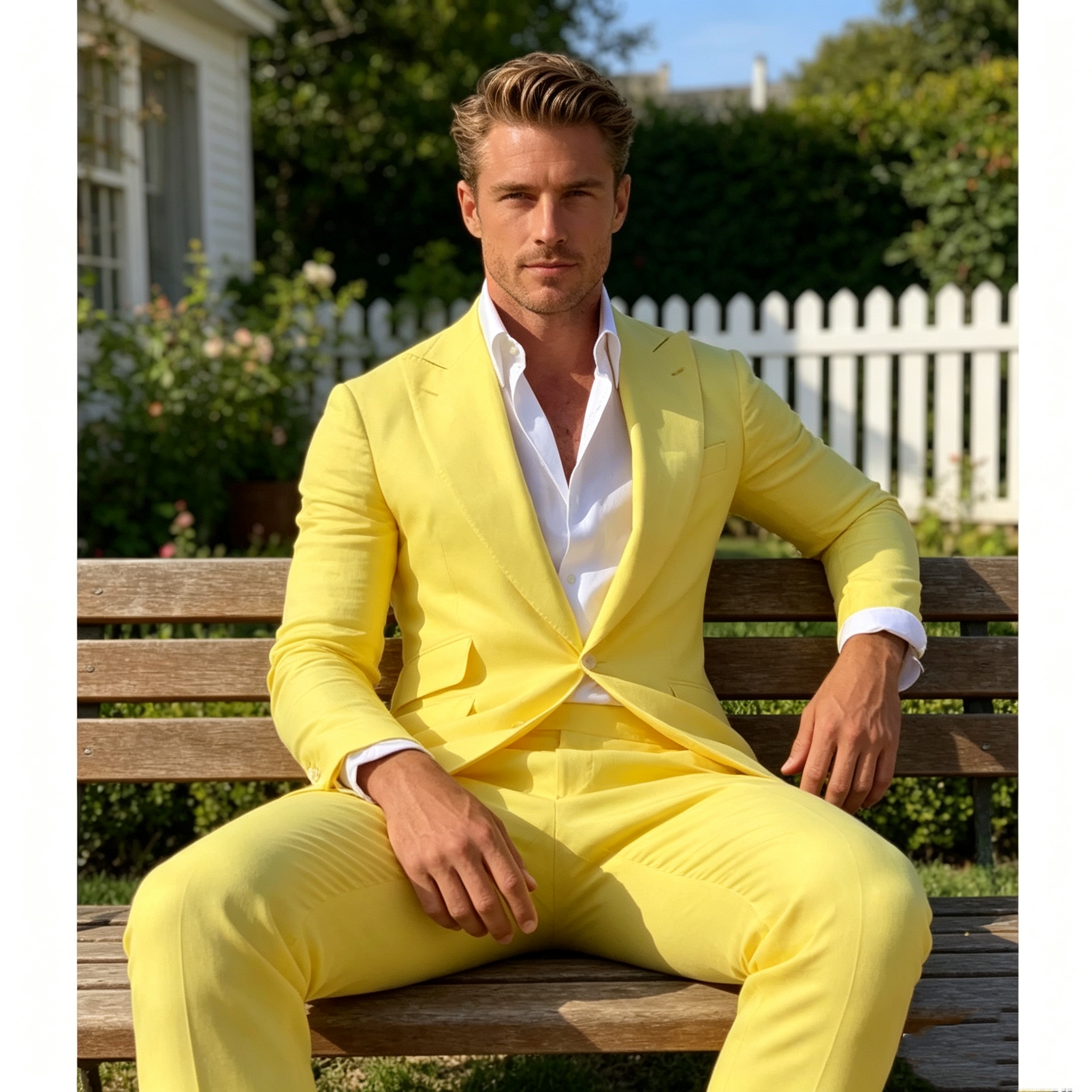 Slim Fit Yellow Men's 2-Piece  - Men'S Formal Wear For A Wedding avaliação e preço