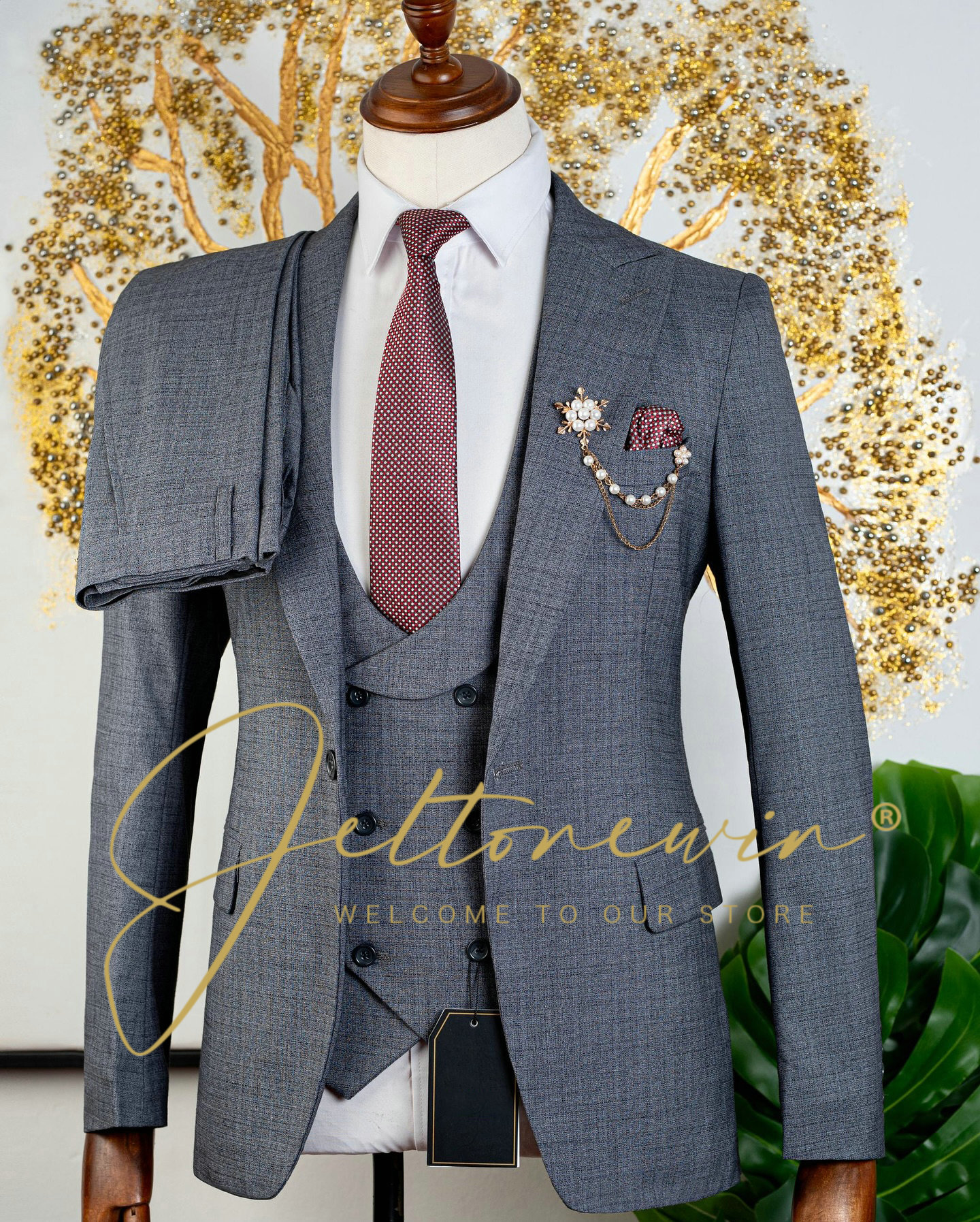 Men's Brown Three Piece Suit w - Men Formal Wear Brown avaliação e preço