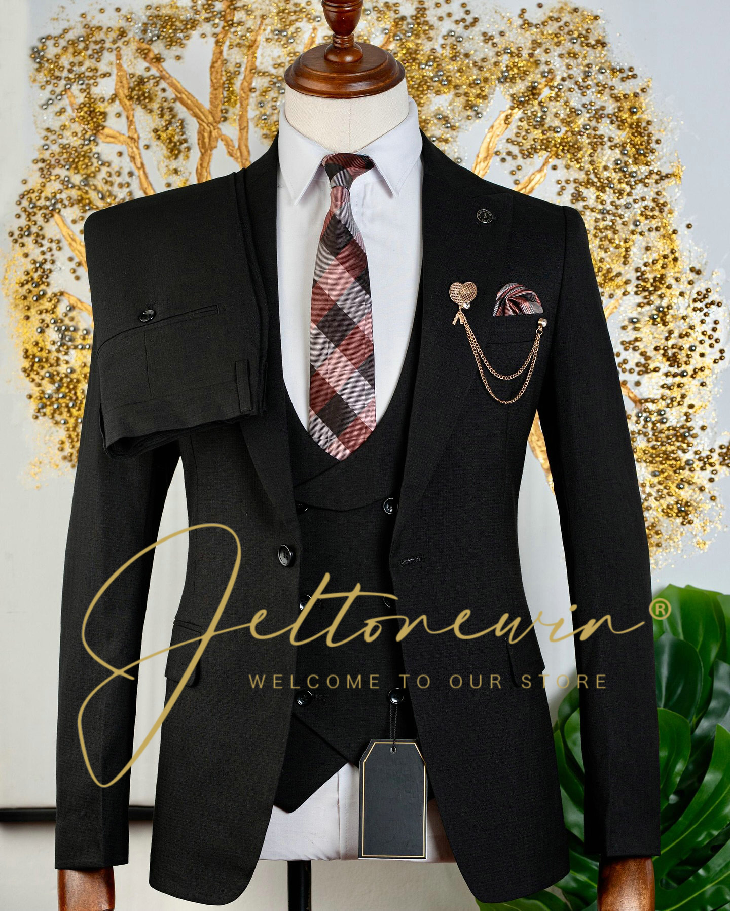 Men's Brown Three Piece Suit w - Men Formal Wear Brown avaliação e preço