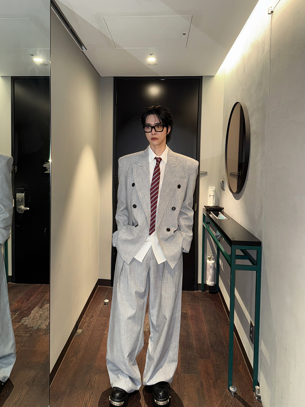 Grey Double-Breasted Suit Set  - High End Men'S Formal Wear avaliação e preço