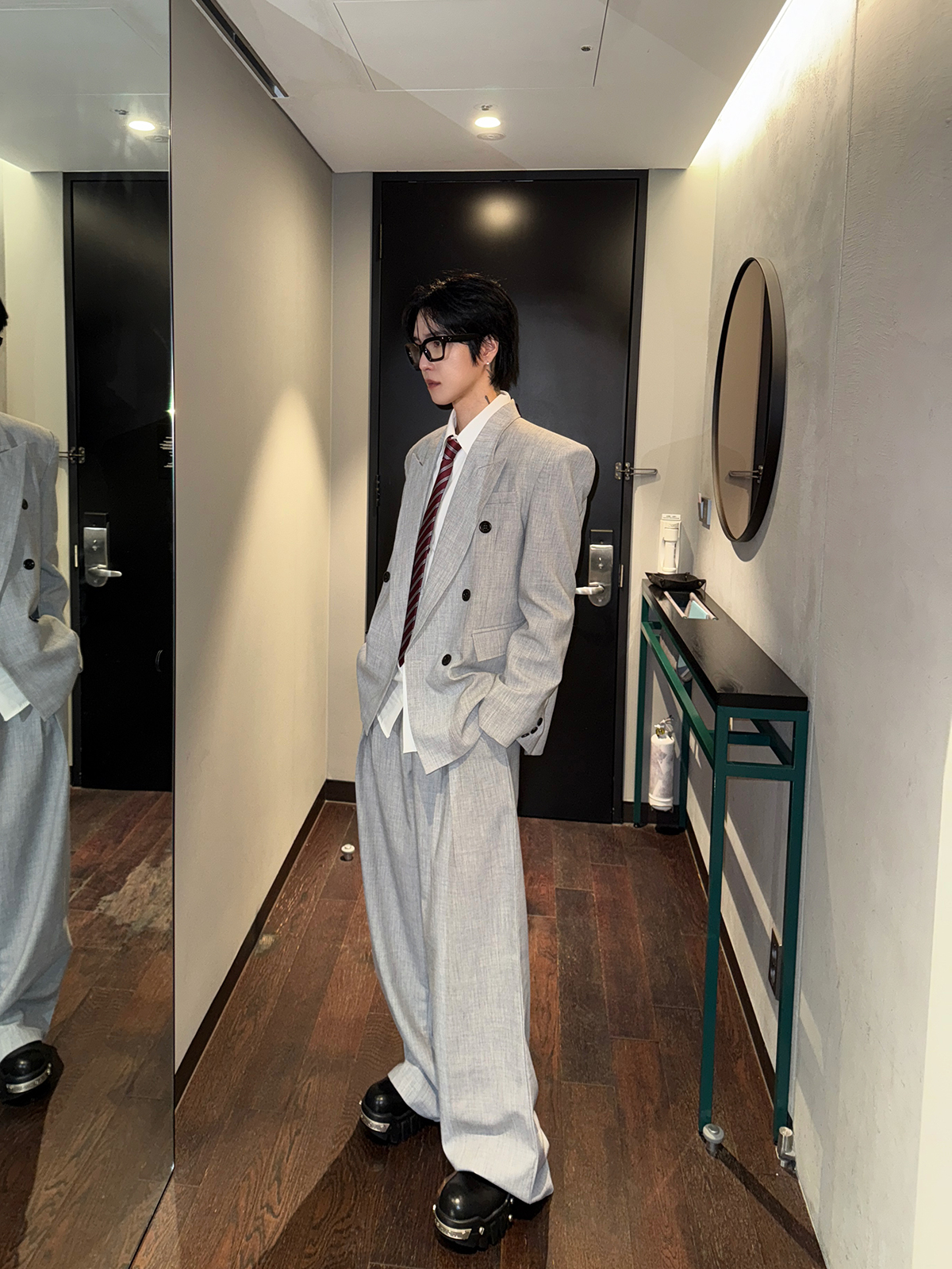 Grey Double-Breasted Suit Set  - High End Men'S Formal Wear avaliação e preço