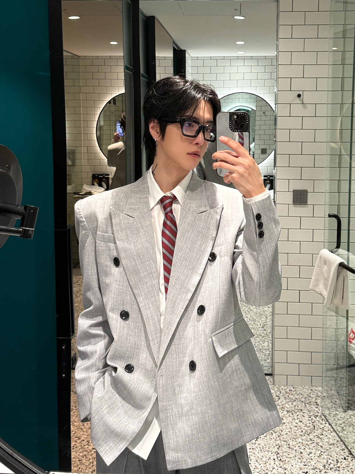 Grey Double-Breasted Suit Set  - High End Men'S Formal Wear avaliação e preço