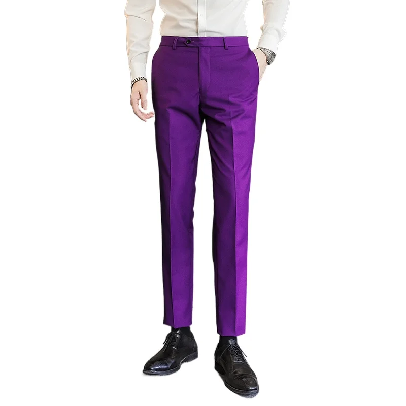 Solid Color Men's Suit Pants,  - Men Formal Wear Outfits avaliação e preço