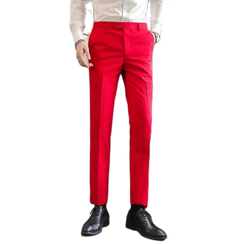Solid Color Men's Suit Pants,  - Men Formal Wear Outfits avaliação e preço