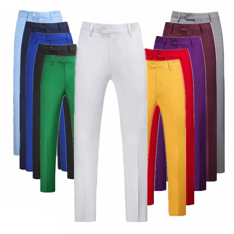 Solid Color Men's Suit Pants,  - Men Formal Wear Outfits avaliação e preço