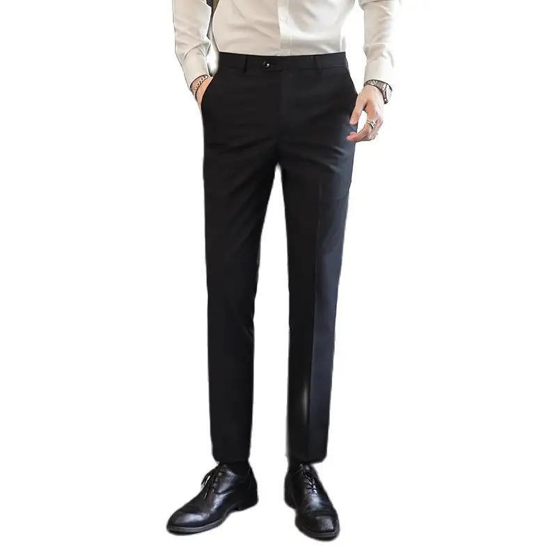 Solid Color Men's Suit Pants,  - Men Formal Wear Outfits avaliação e preço