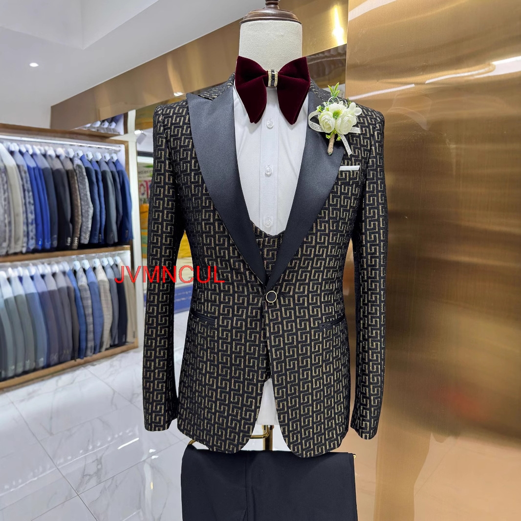 Men's 2026 Printed 3 Piece Sui - Men Formal Wear Outfits avaliação e preço