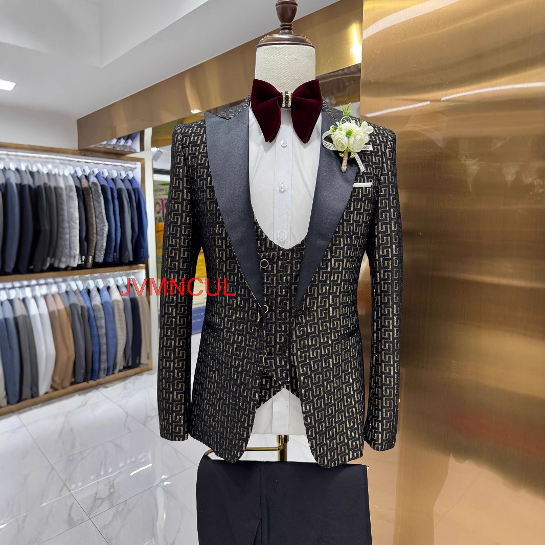 Men's 2026 Printed 3 Piece Sui - Men Formal Wear Outfits avaliação e preço