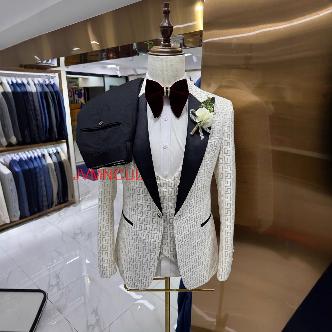 Men's 2026 Printed 3 Piece Sui - Men Formal Wear Outfits avaliação e preço