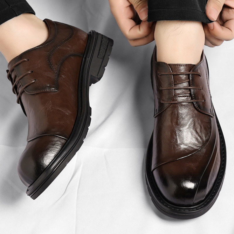 Brown Burnished Genuine Leathe - Men Formal Wear Brown avaliação e preço