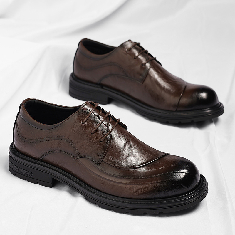Brown Burnished Genuine Leathe - Men Formal Wear Brown avaliação e preço