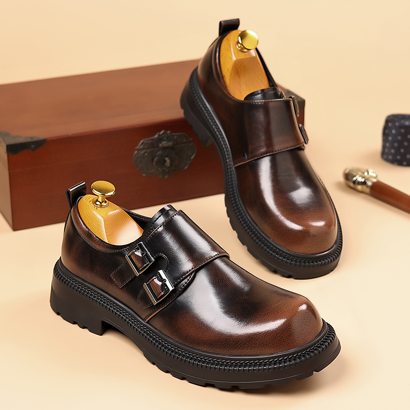 Retro Brown Men's Leather Casu - Men Formal Wear Brown avaliação e preço