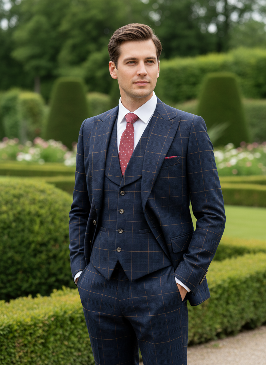 High Quality 3 Piece Checkered - Men Formal Wear Outfits avaliação e preço