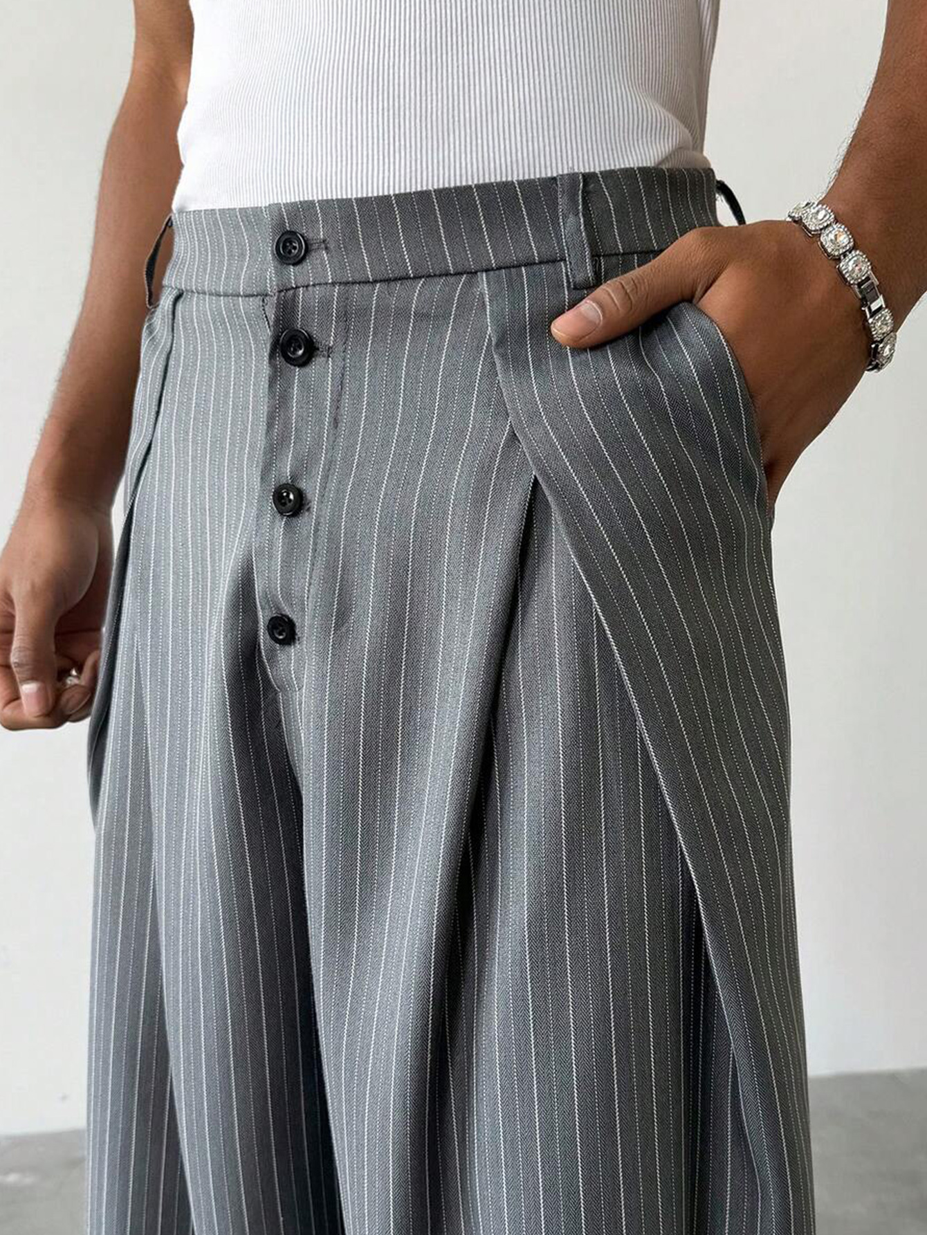 SS2026 Men Striped Woven Wide  - Men Formal Wear Outfits avaliação e preço