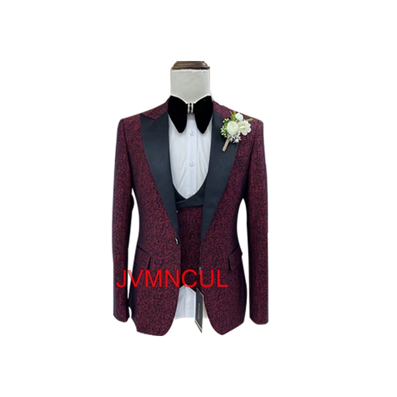 Men's Jacquard 3 Piece Suit Sl - Men'S Formal Wear For Reception avaliação e preço