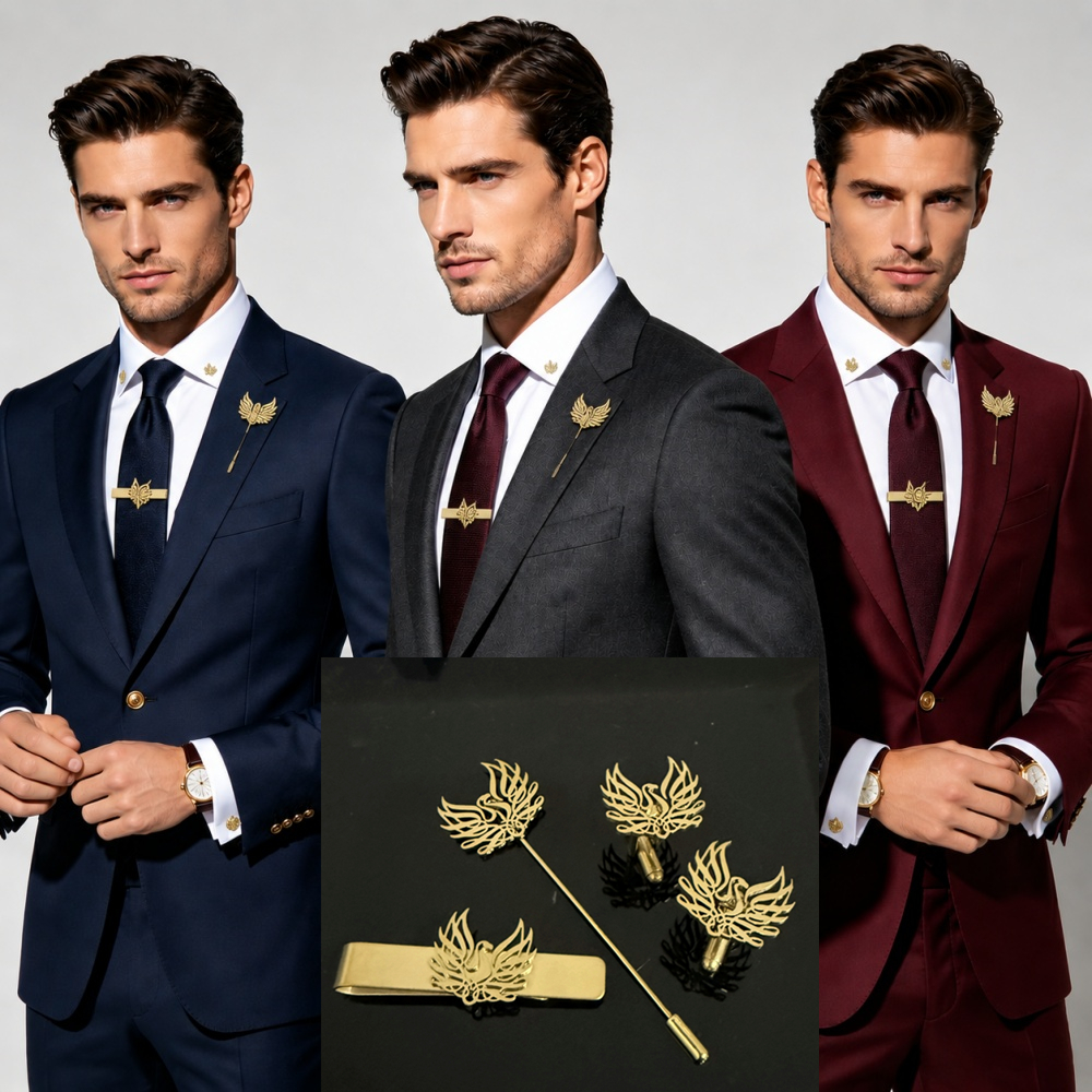 Custom Cufflink Tie Set Bar Pe - Men'S Formal Wear For A Wedding avaliação e preço