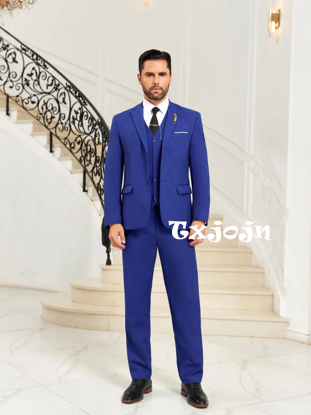 New Blue Men's Slim Fit Suits  - Men Formal Wear Outfits avaliação e preço