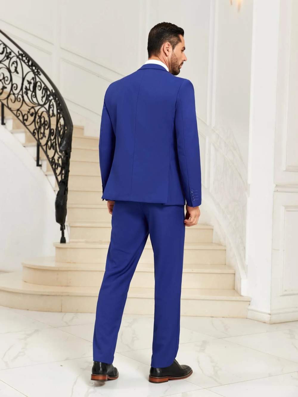 New Blue Men's Slim Fit Suits  - Men Formal Wear Outfits avaliação e preço