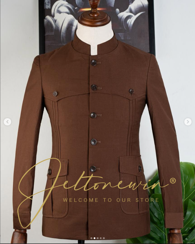 Men's Brown Two Piece Suit wit - Men Formal Wear Brown avaliação e preço