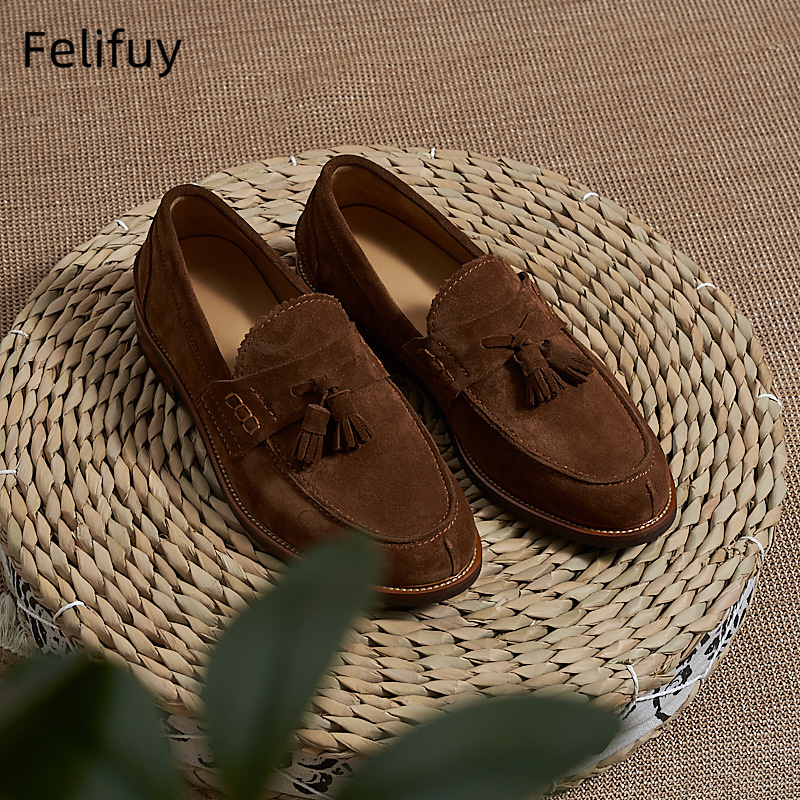 New Brown Men Flat Loafers Cow - Men'S Formal Wear For A Wedding avaliação e preço