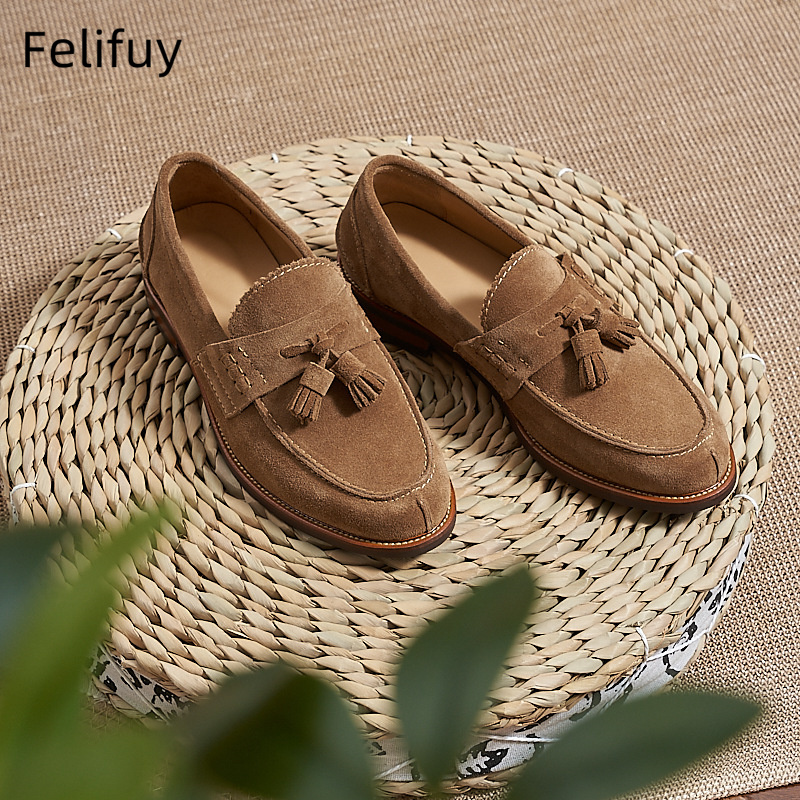 New Brown Men Flat Loafers Cow - Men'S Formal Wear For A Wedding avaliação e preço