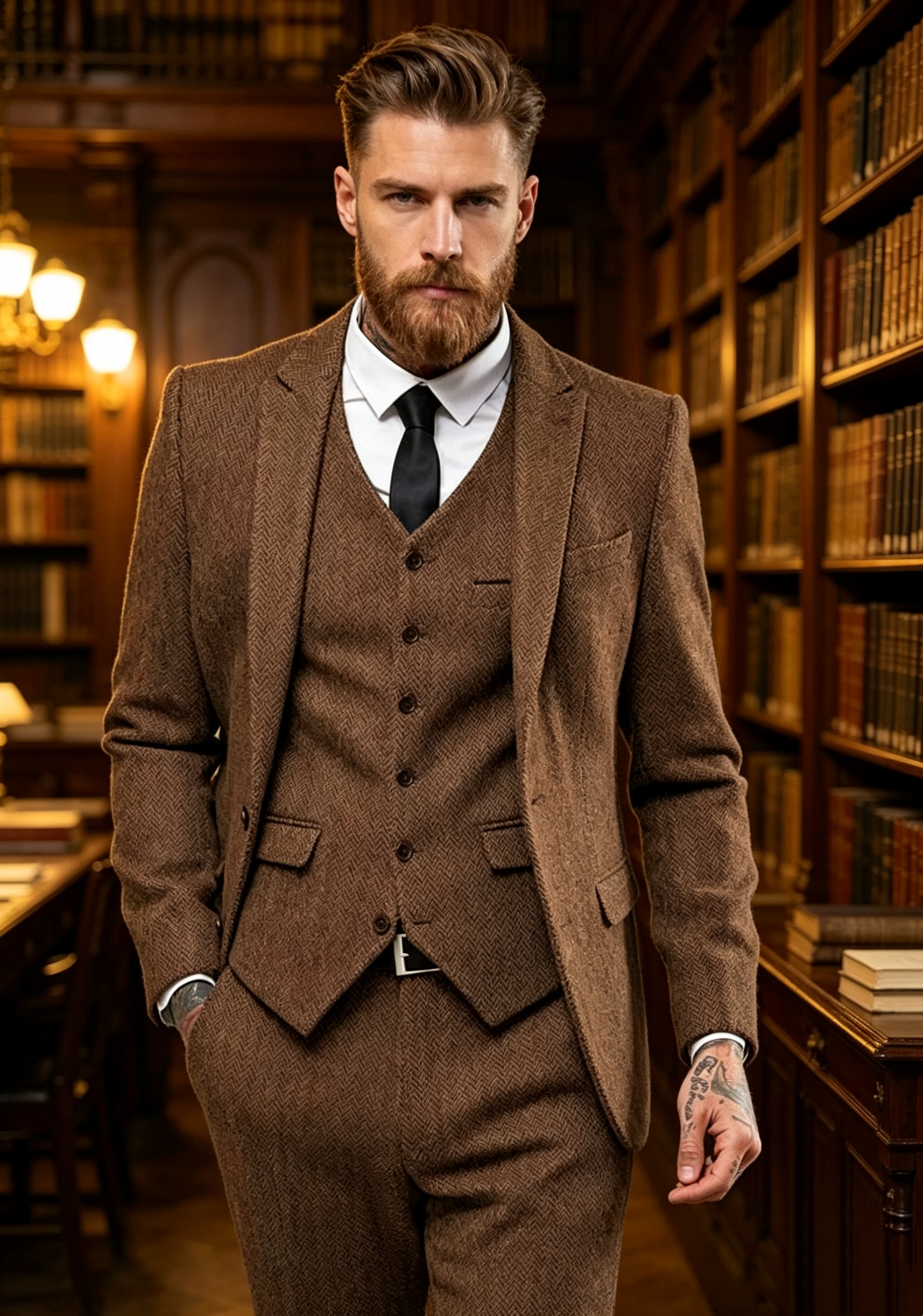Dark Brown Wool Tweed Winter S - Men'S Formal Wear For A Wedding avaliação e preço