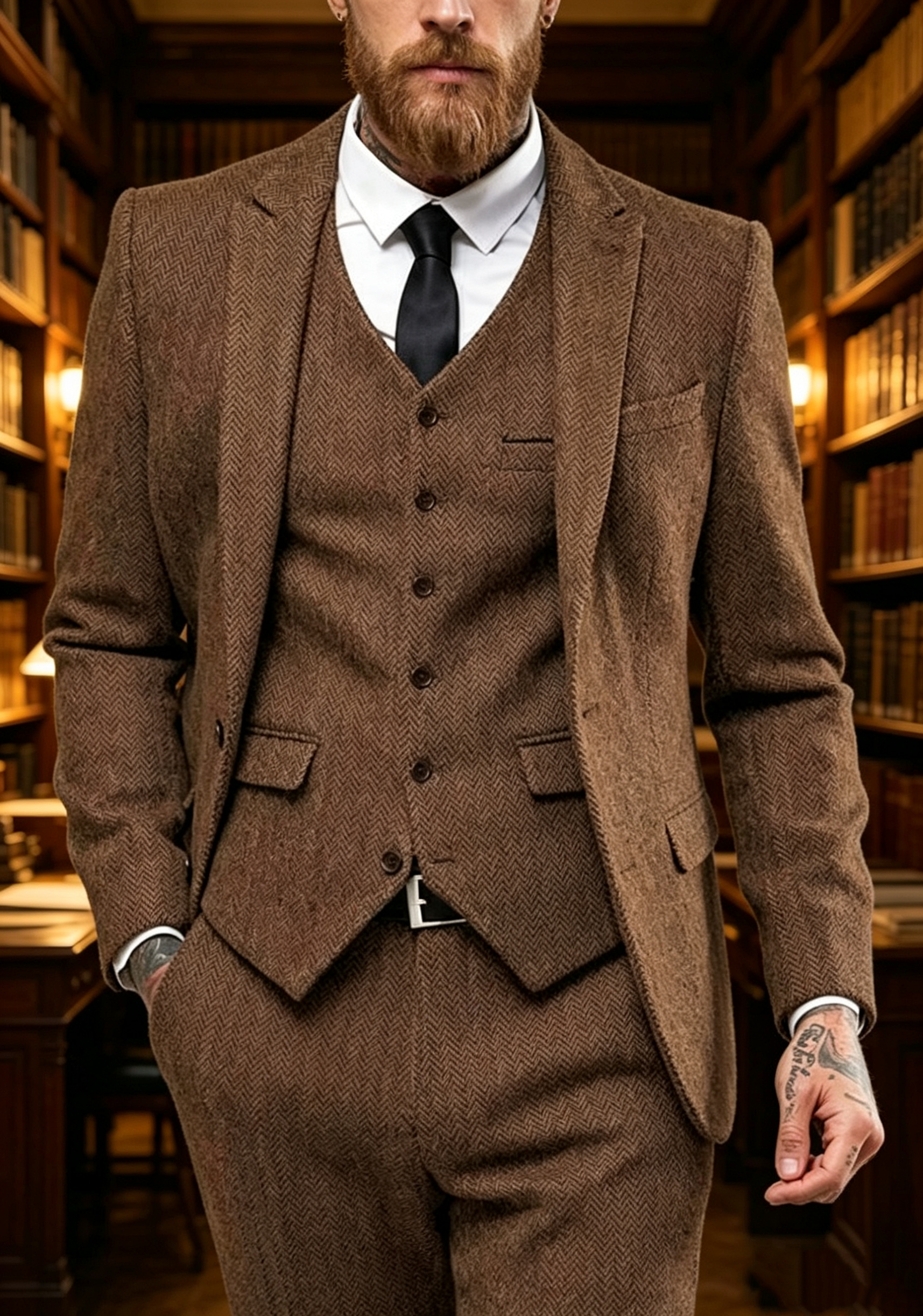 Dark Brown Wool Tweed Winter S - Men'S Formal Wear For A Wedding avaliação e preço