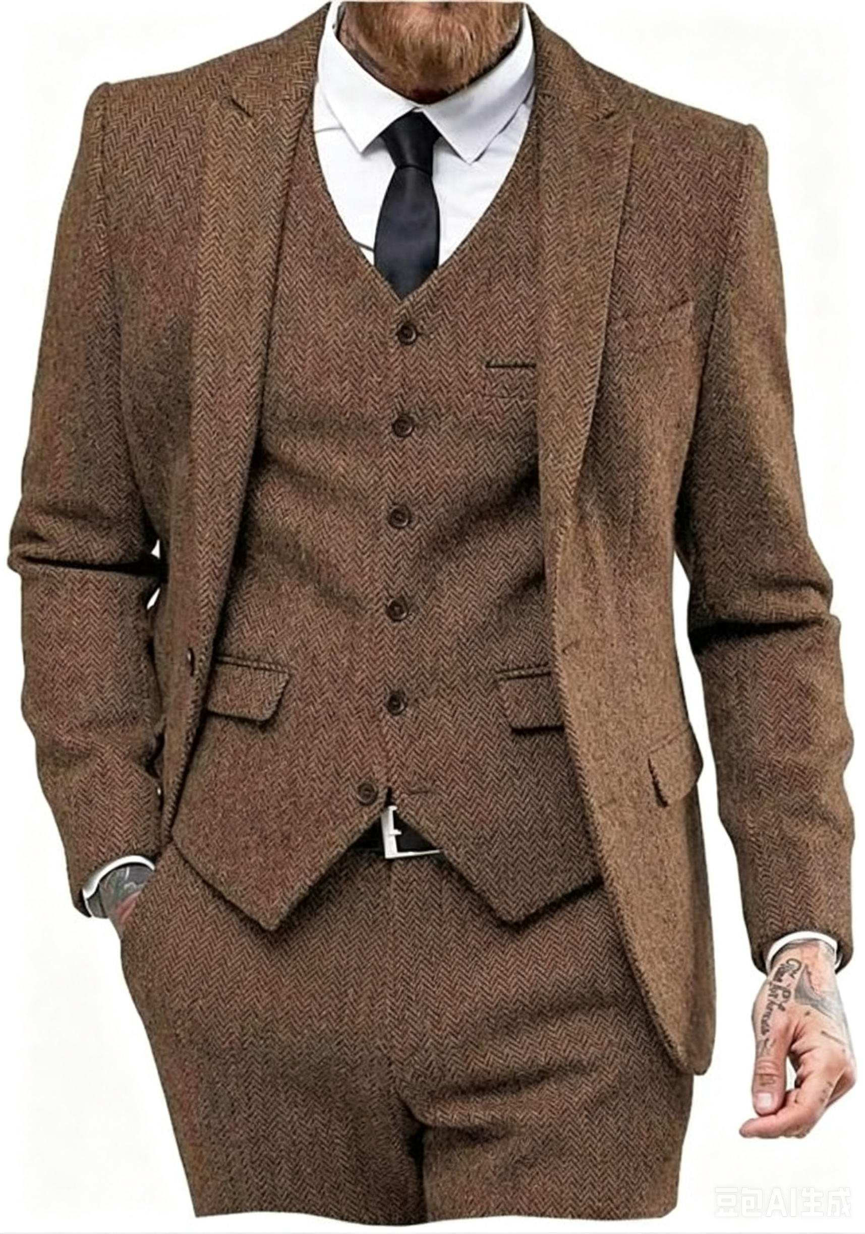 Dark Brown Wool Tweed Winter S - Men'S Formal Wear For A Wedding avaliação e preço