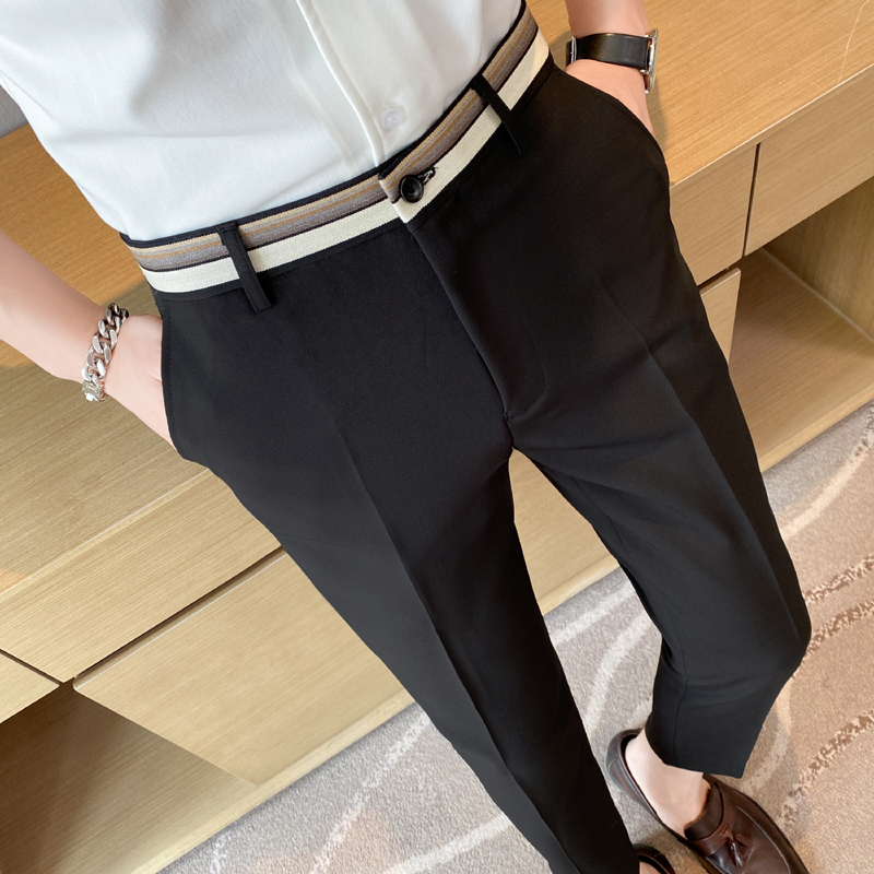 Fashion Waist Stripes Suit Pan - Men'S Formal Wear For A Wedding avaliação e preço