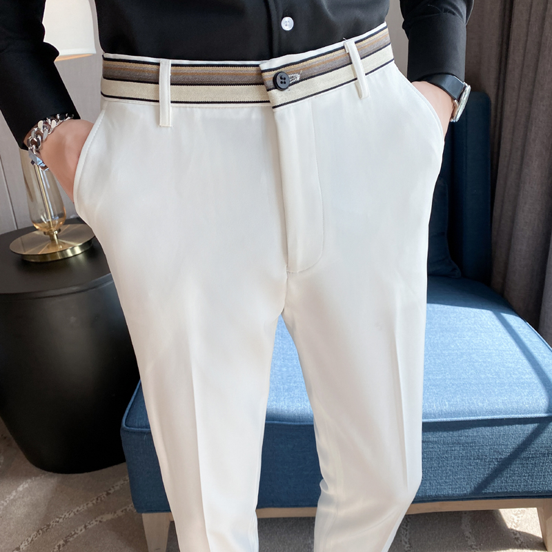 Fashion Waist Stripes Suit Pan - Men'S Formal Wear For A Wedding avaliação e preço