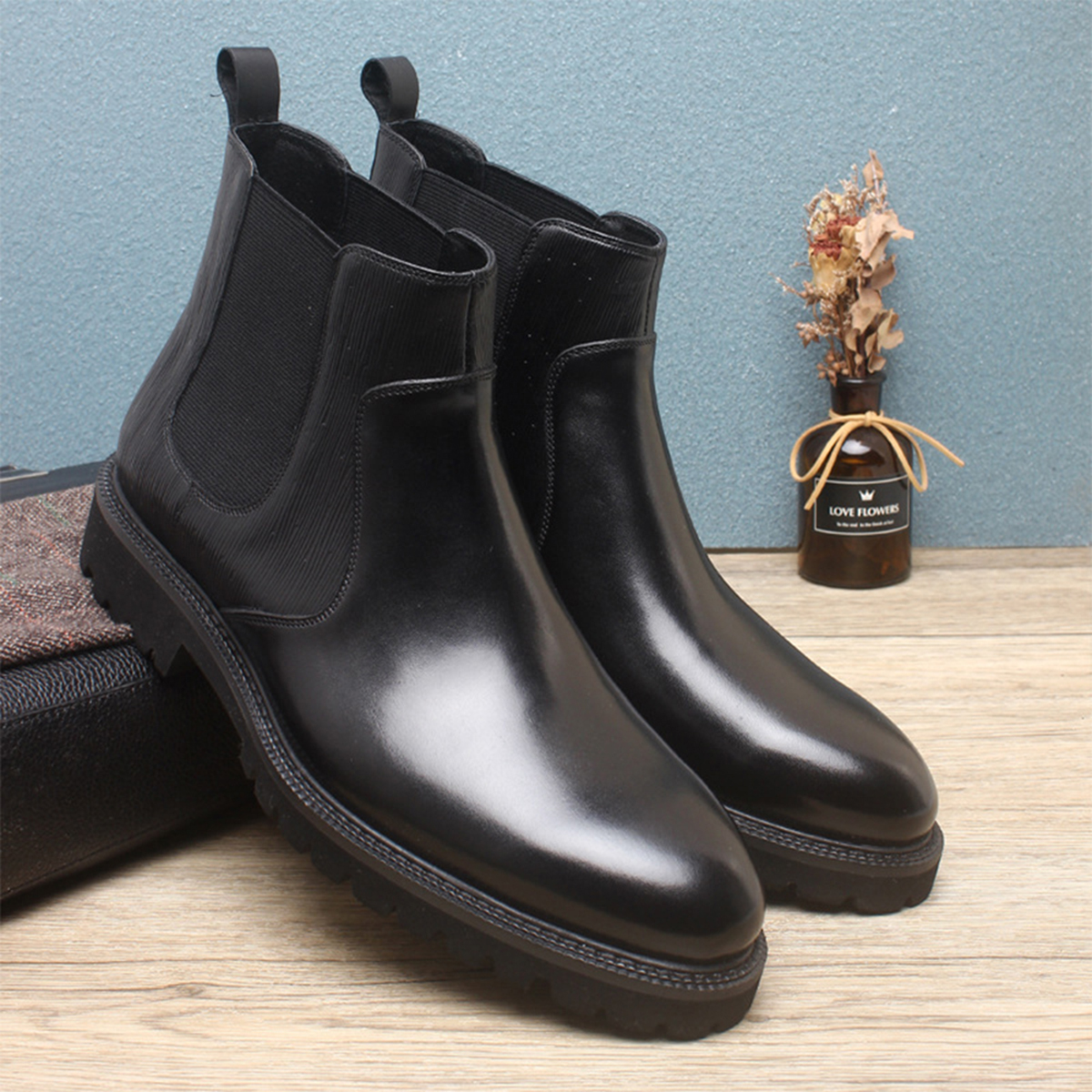 Men's Brown Leather Chelsea An - Men Formal Wear Brown avaliação e preço