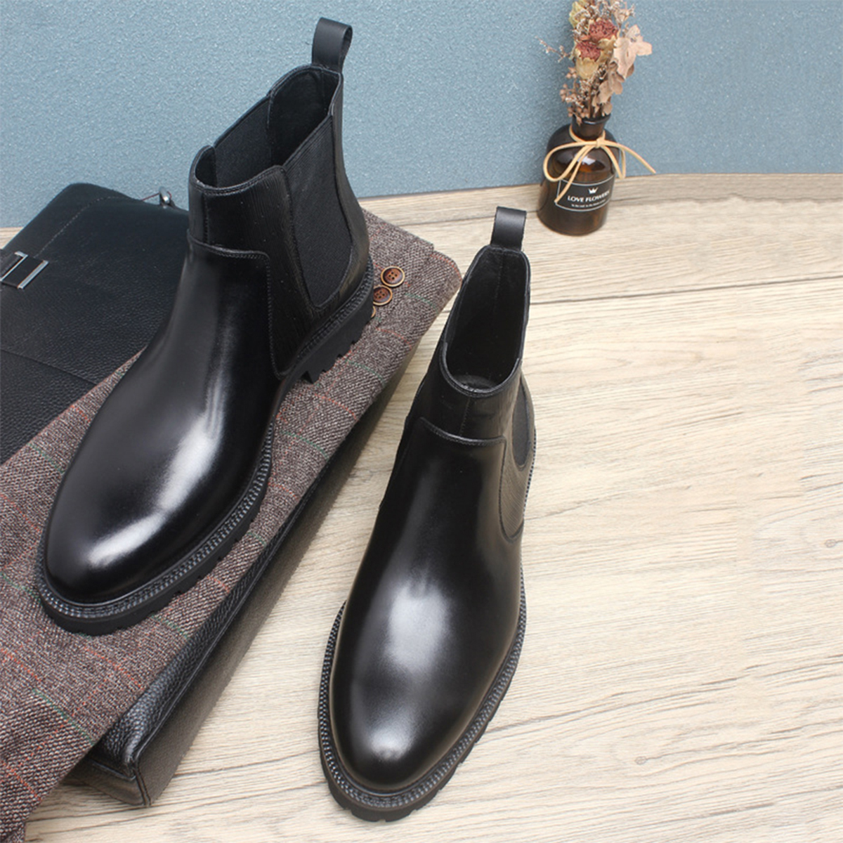 Men's Brown Leather Chelsea An - Men Formal Wear Brown avaliação e preço