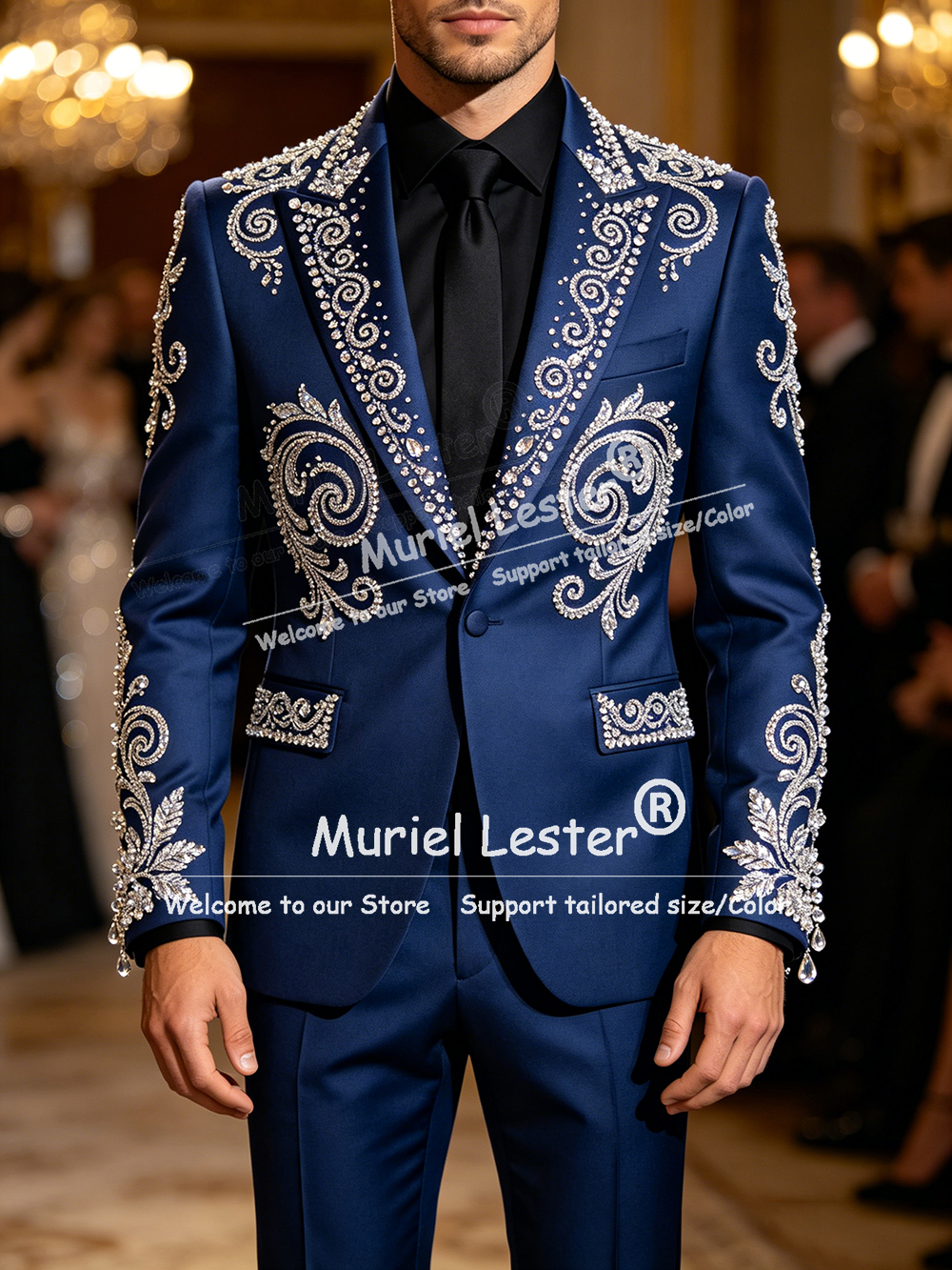 Glitter Jewelry Beading Suit M - Men Formal Wear Outfits avaliação e preço