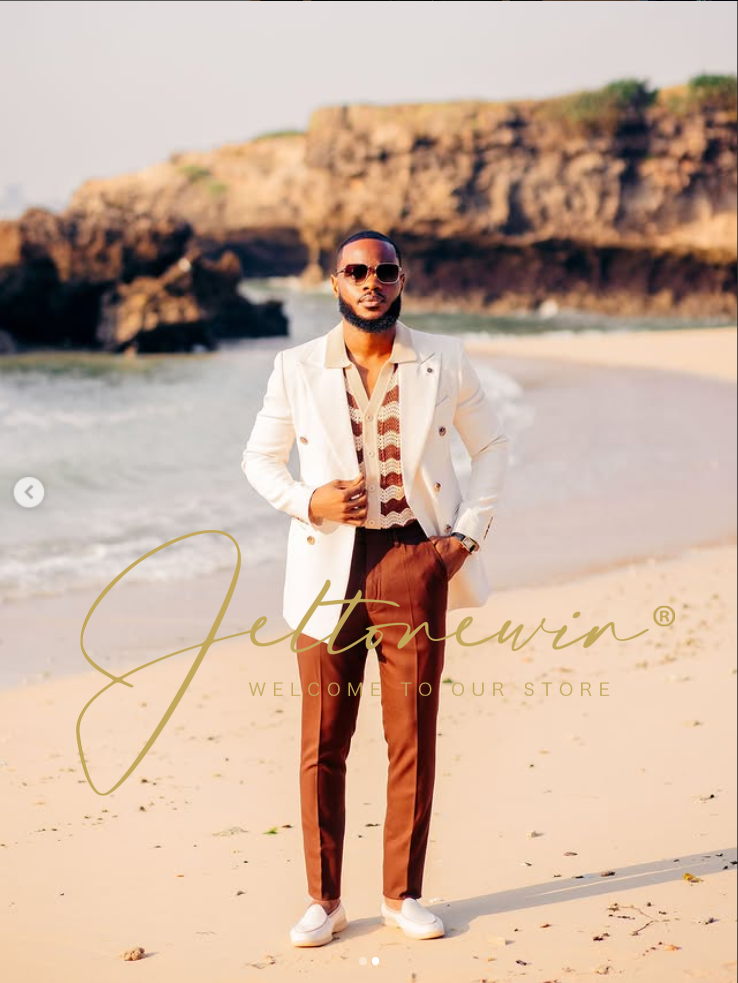 Men's White Double Breasted Su - Men Formal Wear Brown avaliação e preço
