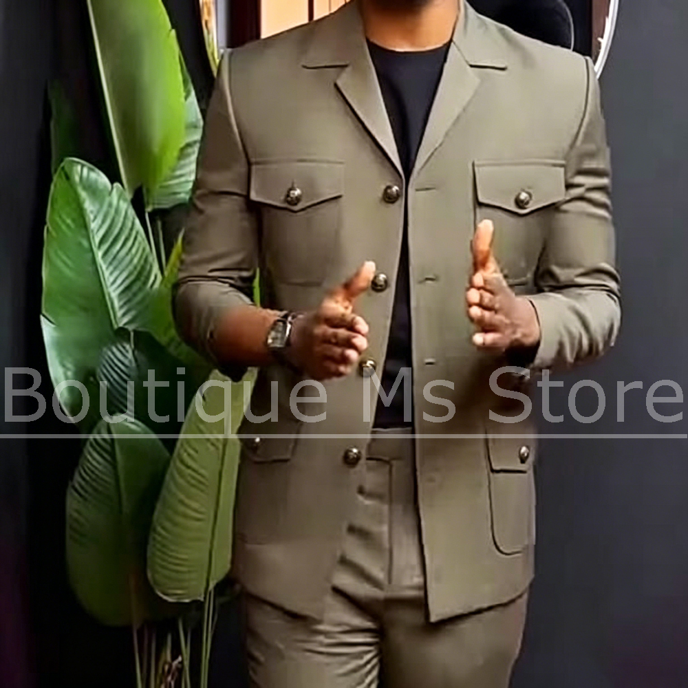 Men Safari Suit Two Piece Set  - Men Formal Wear Outfits avaliação e preço