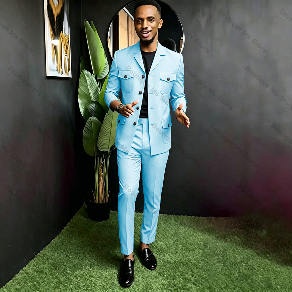 Men Safari Suit Two Piece Set  - Men Formal Wear Outfits avaliação e preço