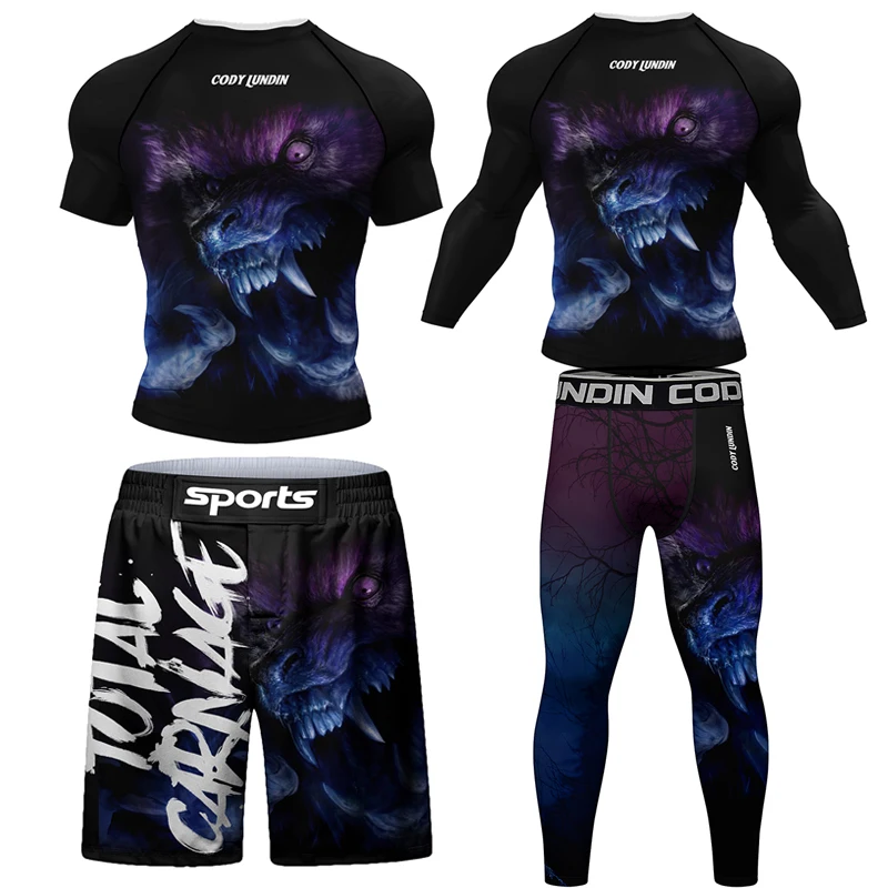 New Men MMA T shirt+Pant Boxin - Men Formal Wear Outfits avaliação e preço