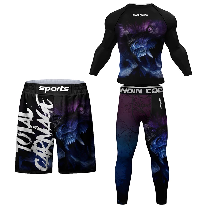 New Men MMA T shirt+Pant Boxin - Men Formal Wear Outfits avaliação e preço