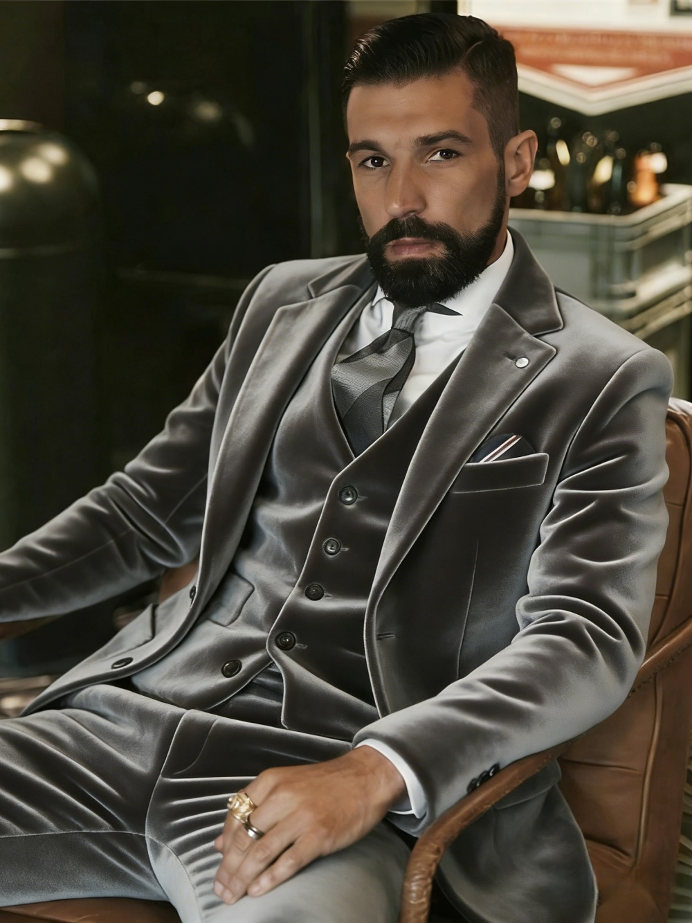 Men's Velvet Suits 3 Pieces Da - Men Formal Wear Outfits avaliação e preço