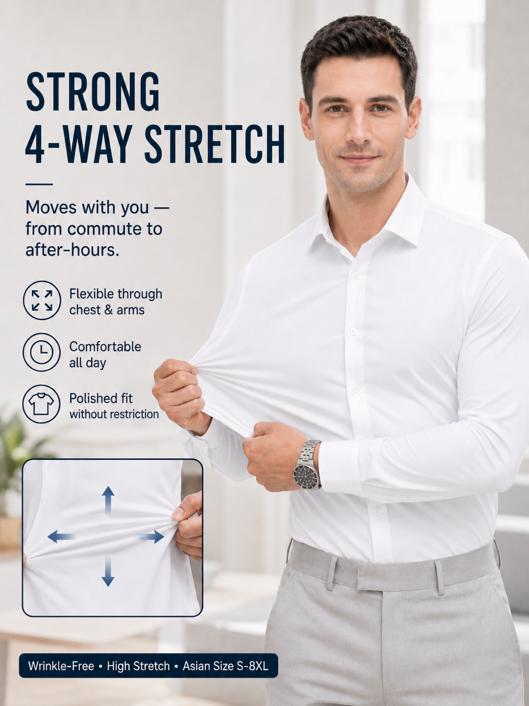 Mens Non-Iron Stretch Dress Sh - Mens Formal avaliação e preço