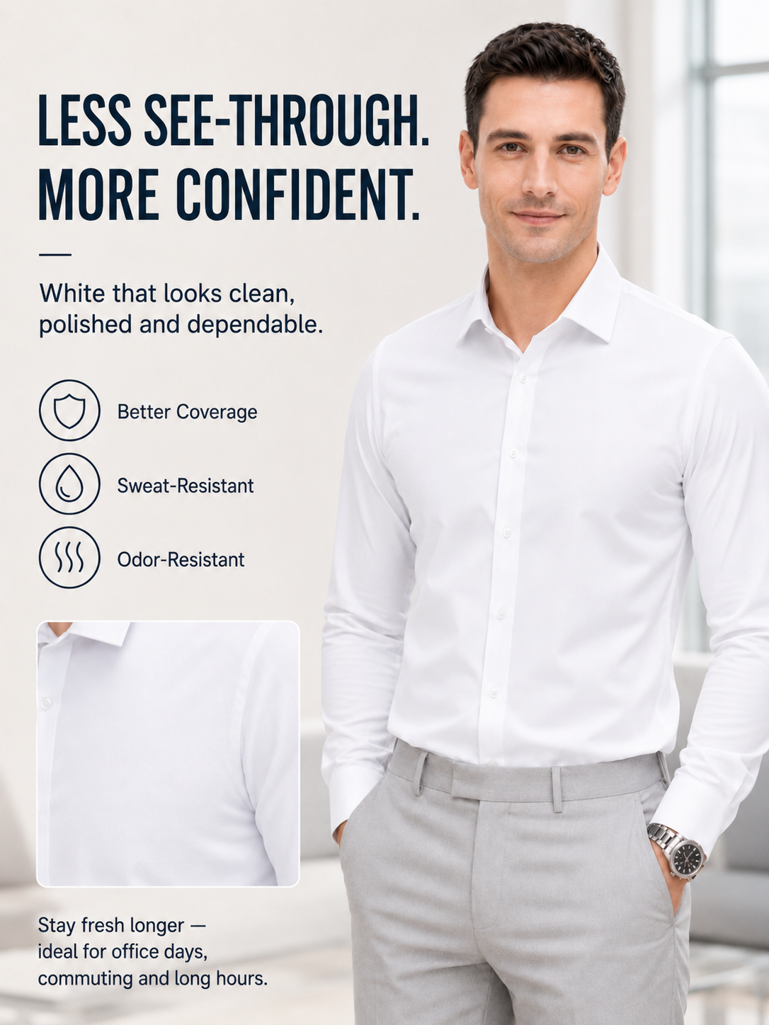 Mens Non-Iron Stretch Dress Sh - Mens Formal avaliação e preço